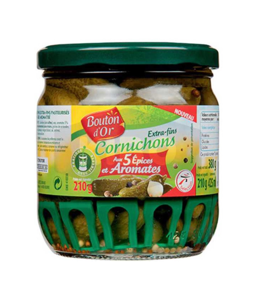 CORNICHONS 5 AROMATES BOUTON D'OR 210 G
