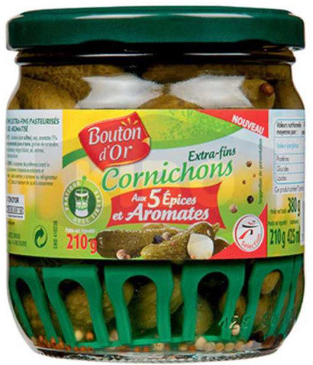 CORNICHONS 5 AROMATES BOUTON D'OR 210 G