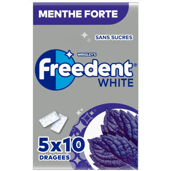 CHEWING-GUM FREEDENT WHITE M.FORTE 5 X 14G (50 DRAGEES)