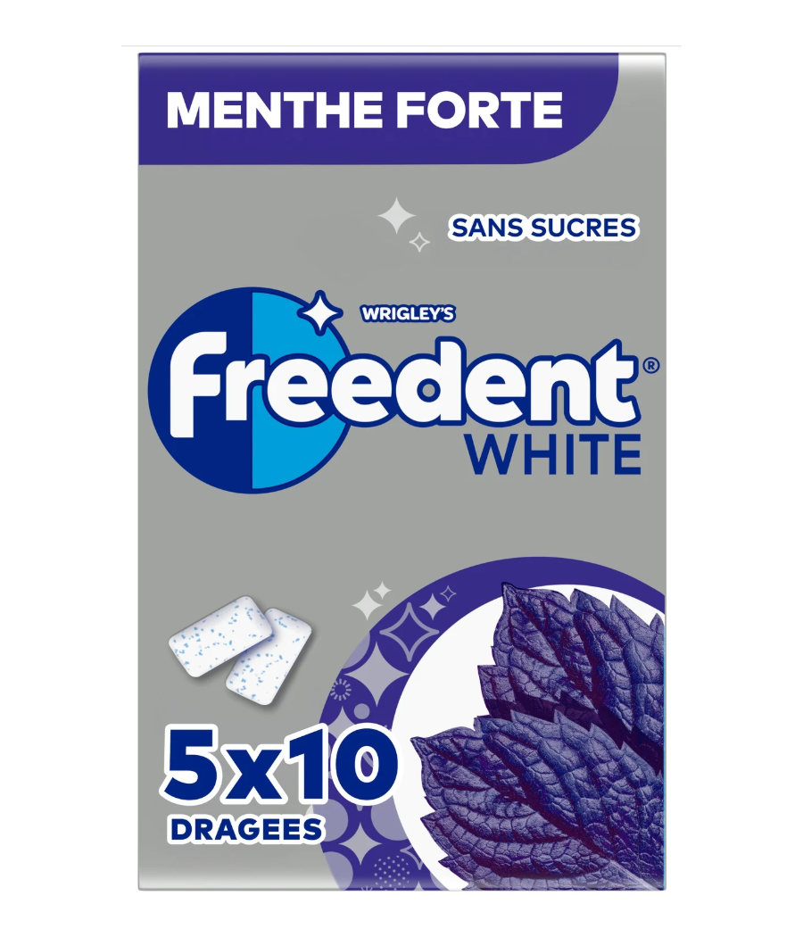 CHEWING-GUM FREEDENT WHITE M.FORTE 5 X 14G (50 DRAGEES)