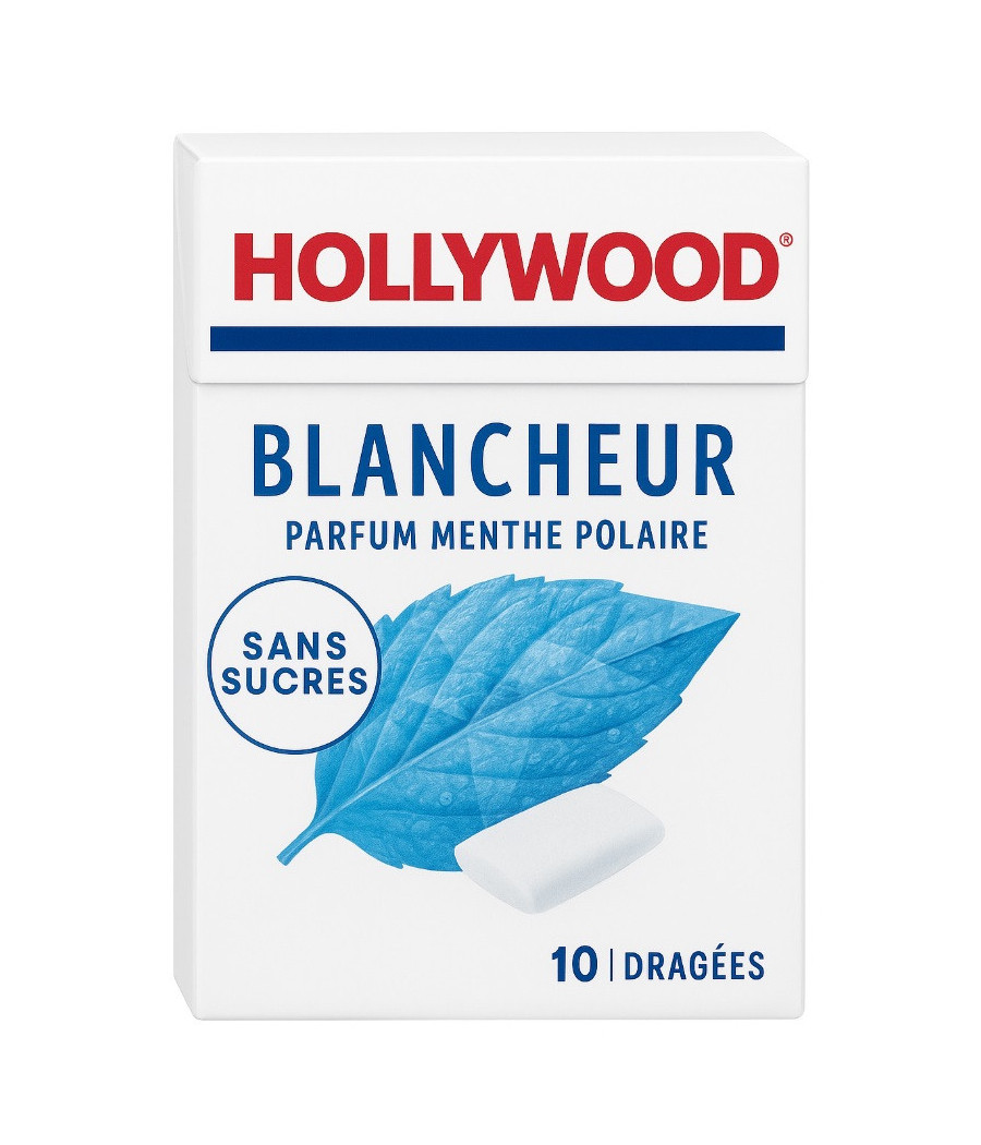 CHEWING-GUM BLANCHEUR PARFUM MENTHE POLAIRE HOLLYWOOD 14G
