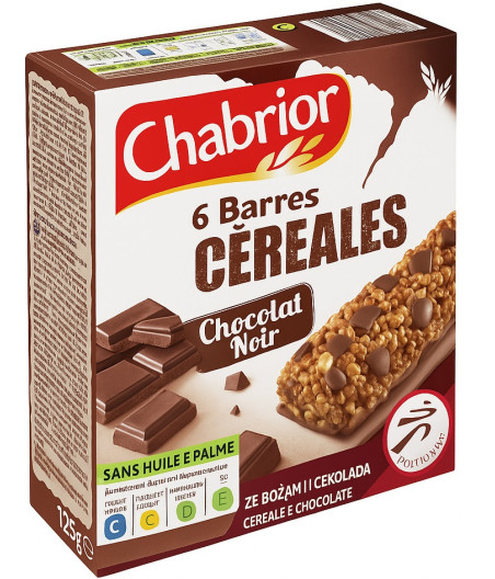 BARRES CEREALES CHOCOLAT NOIR X6 125 G