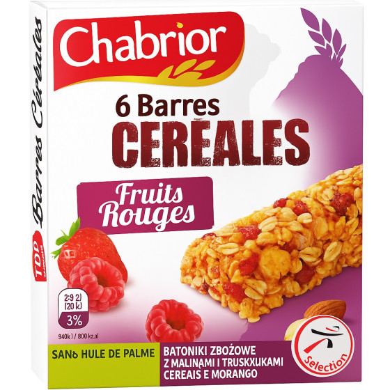 BARRES DE CEREALES FRUITS ROUGES X6 108G
