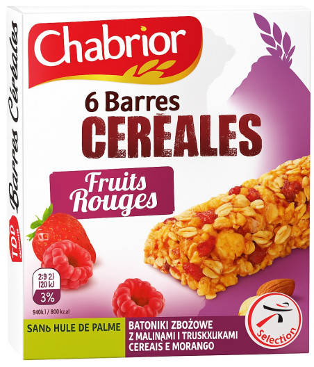 BARRES DE CEREALES FRUITS ROUGES X6 108G