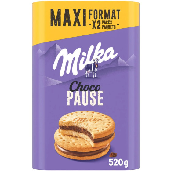 BISCUITS FOURRE AU CHACOLT AU LAILCHOCOPAUSE MILKA *2 520G