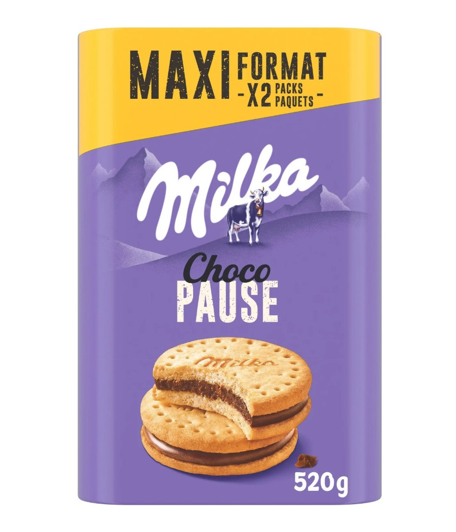 BISCUITS FOURRE AU CHACOLT AU LAILCHOCOPAUSE MILKA *2 520G