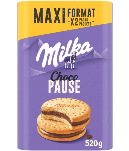 BISCUITS FOURRE AU CHACOLT AU LAILCHOCOPAUSE MILKA *2 520G