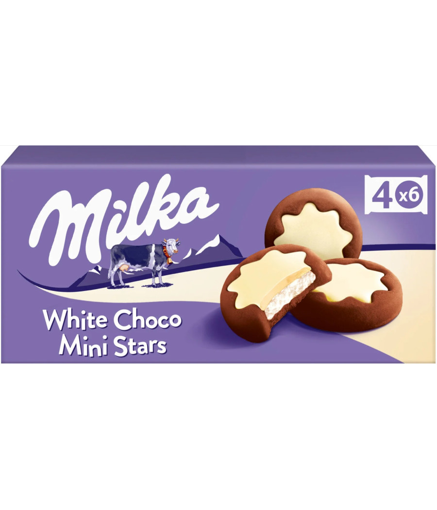 BISCUITS WHITE CHOCO MINI STARS MILKA 150G