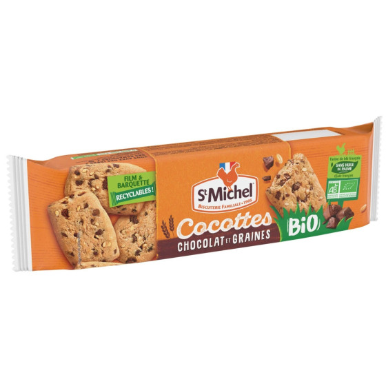 BISCUITS COCOTTES CHOCOLAT ET GRAINES BIO ST MICHEL 140G