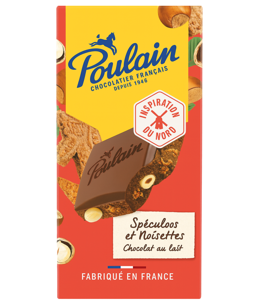 TABLETTE DE CHOCOLAT AU LAIT SPECULOOS ET NOISETTES POULAIN 180G
