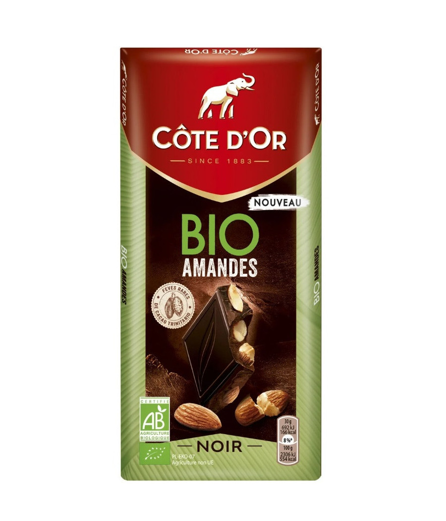TABLETTE DE CHOCOLAT D'AMANDES NOIR BIO 150G