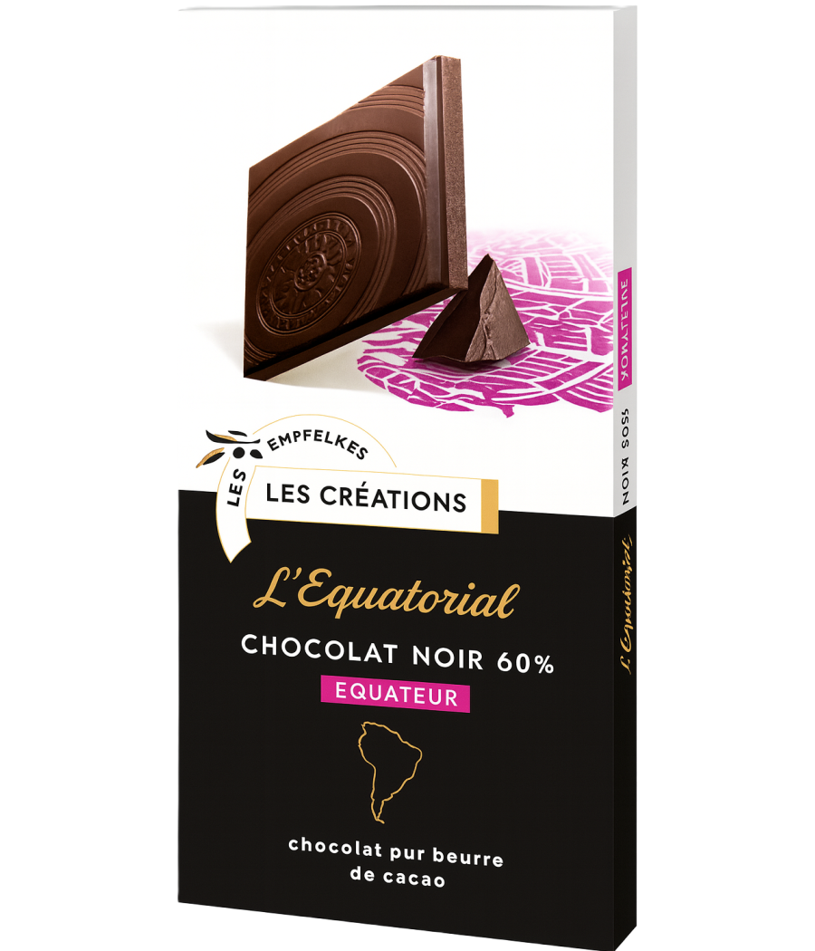 TABLETTE DE CHOCOLAT L'EQUATORIAL CHOCOLAT NOIR 60% IVORIA 80G