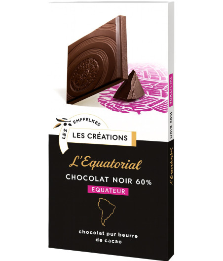 TABLETTE DE CHOCOLAT L'EQUATORIAL CHOCOLAT NOIR 60% IVORIA 80G