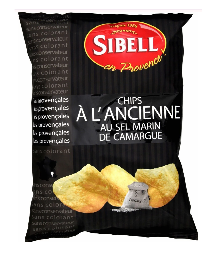 CHIPS A L'ANCIENNE AU SEL MARIN DE CAMARGUE SIBELL 135G