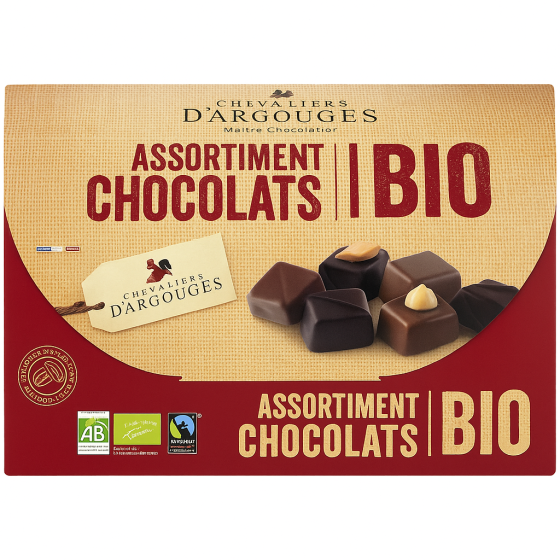 ASSORTIMENT DE CHOCOLATS BIO CHEVALIERS D'ARGOUGES  184G