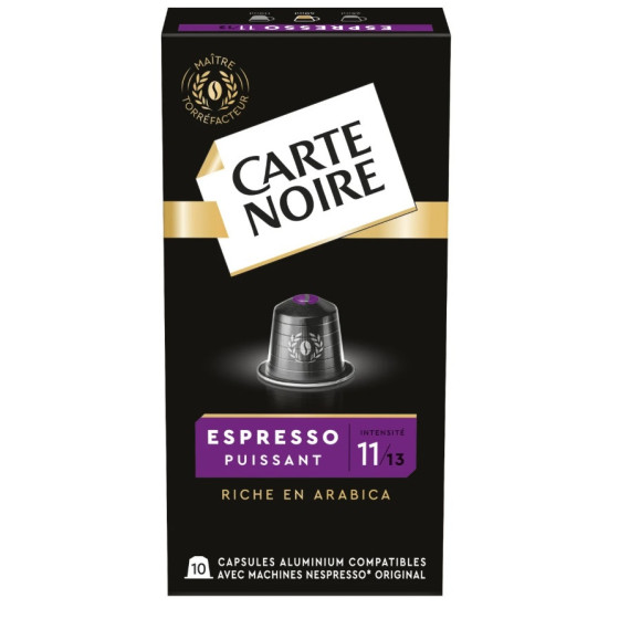 DOSETTE CAPSULES ESPRESSO INTENSITE 11 COMPATIBLE NESPRESSO CARTE NOIRE 55G