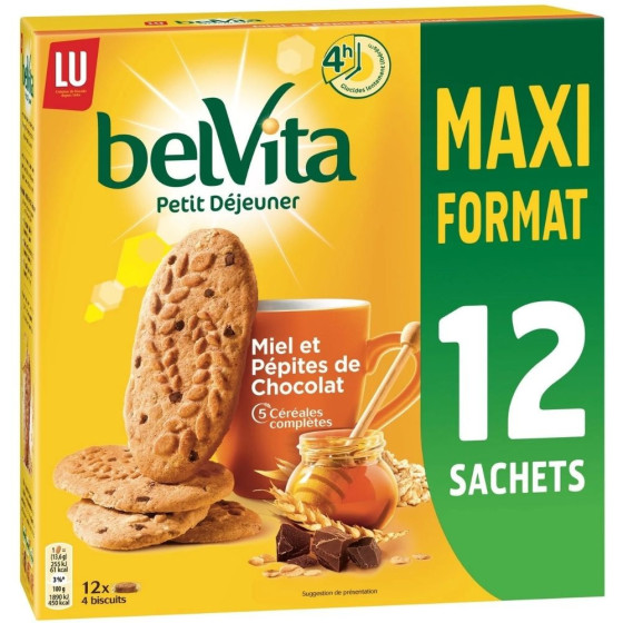 BISCUITS PETIT DEJEUNER MIEL & PEPITES DE CHOCOLAT BELVITA 650G