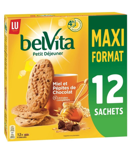 BISCUITS PETIT DEJEUNER MIEL & PEPITES DE CHOCOLAT BELVITA 650G