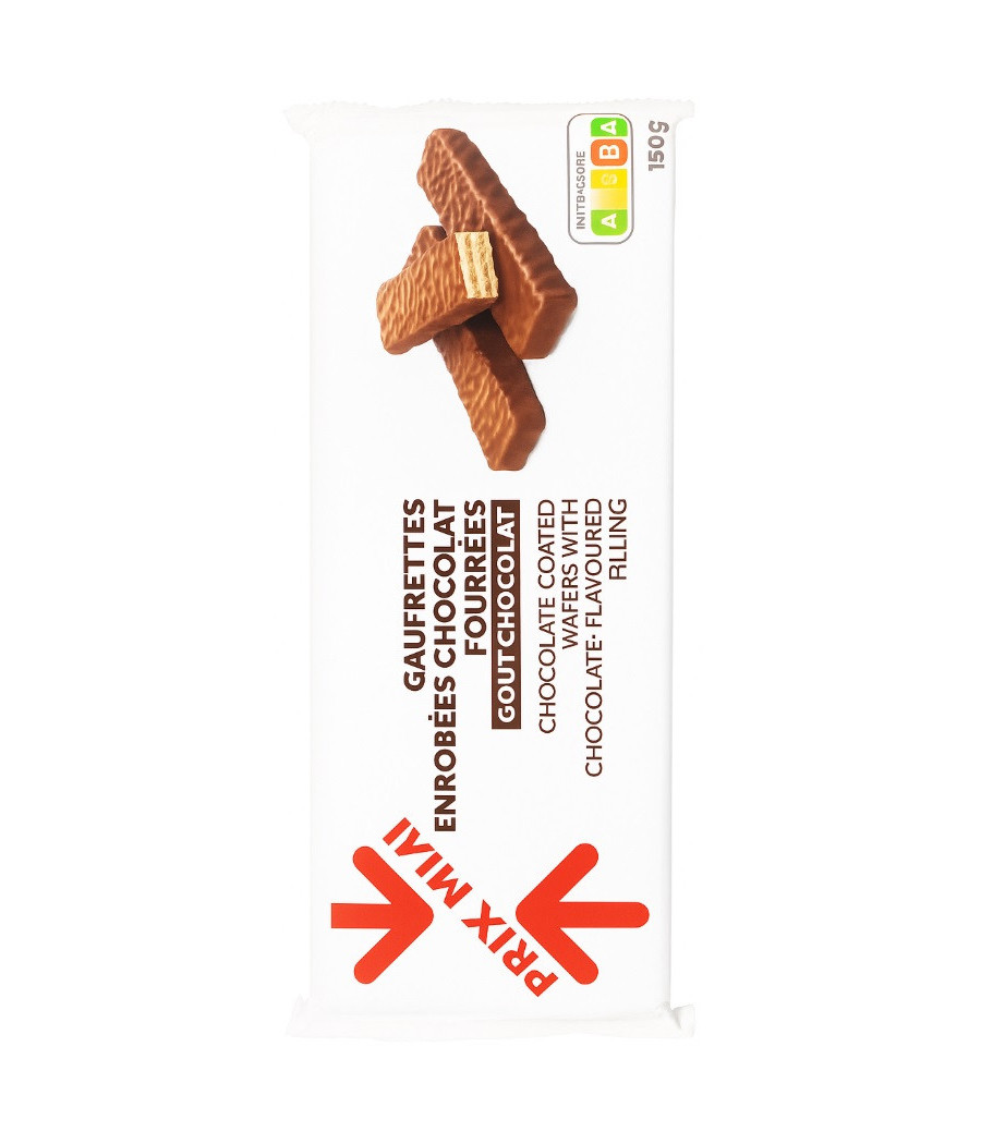 GAUFRETTES ENROBEES CHOCOLAT 150G