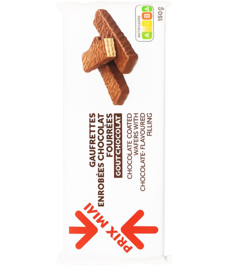 GAUFRETTES ENROBEES CHOCOLAT 150G