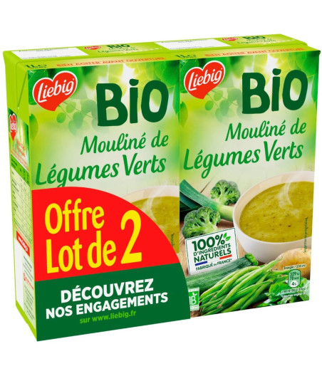 SOUPE LIEBIG MOULINE DE LEGUMES VERTS BIO 2X1L