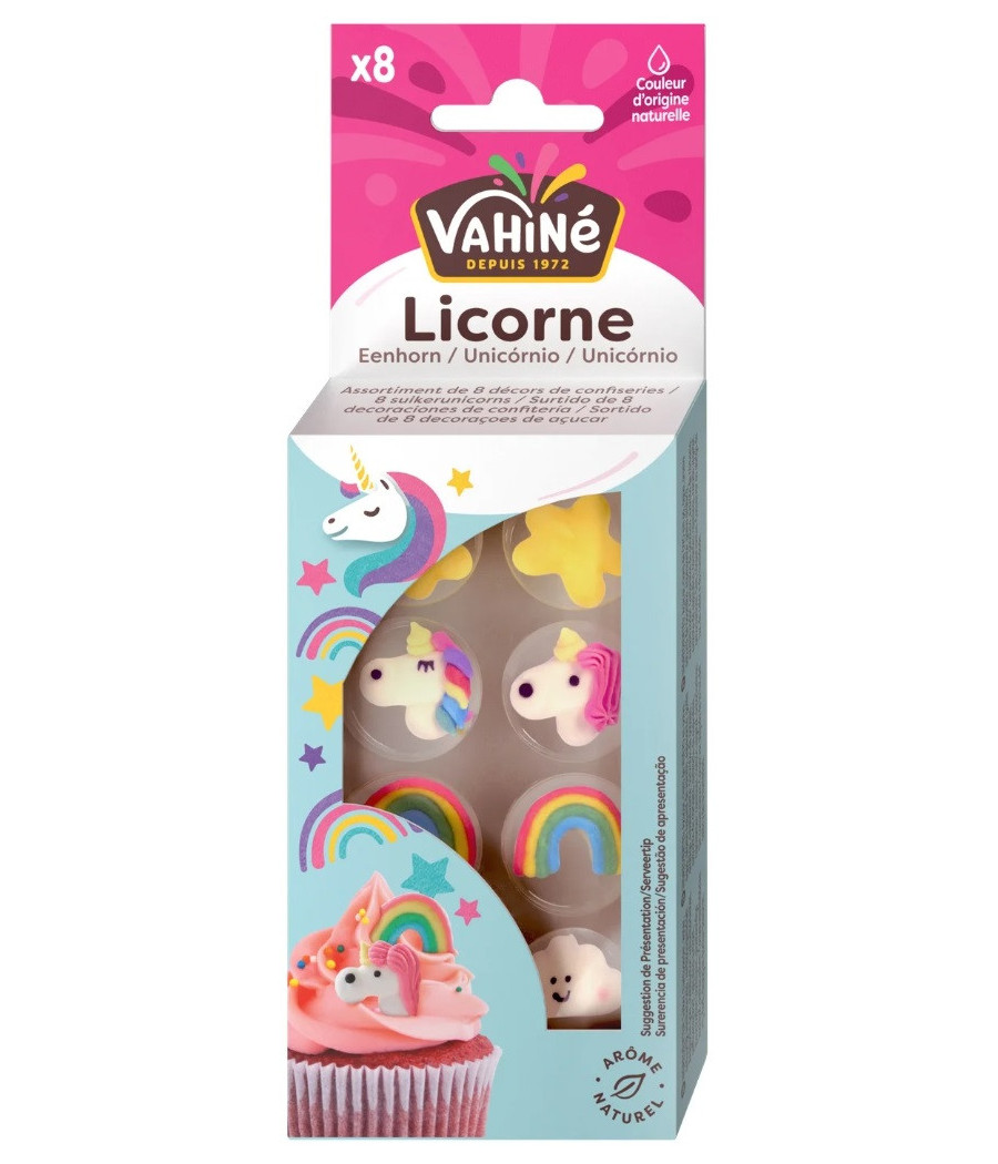 DECORS DE CONFISERIE LICORNES VAHINE 8G