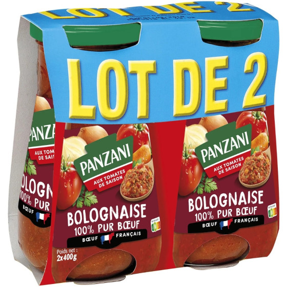 BOLOGNAISE PUR BOEUF PANZANI 2 X 400G