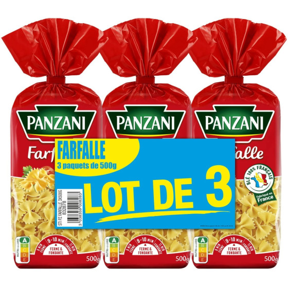 PATES FARFALLE PANZANI 3 X 500G