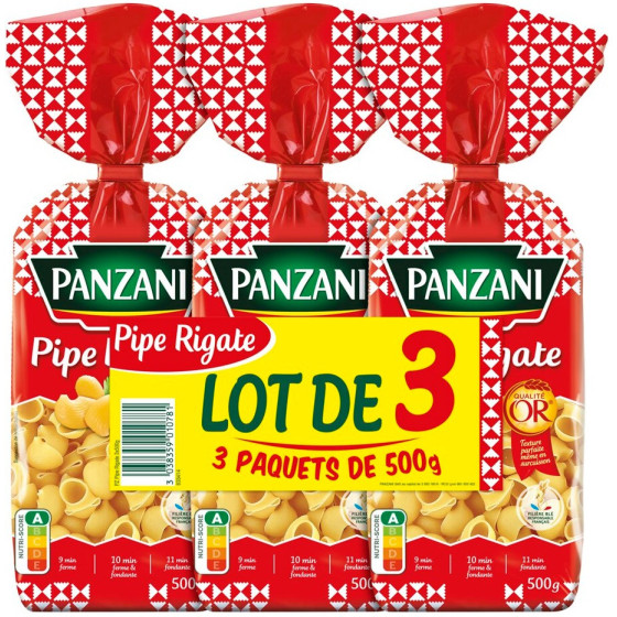 PIPE RIGATE PANZANI LOT DE 3 500G