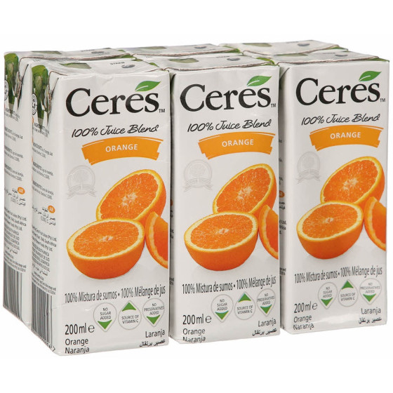 JUS DE FRUITS D'ORANGE CERES 6X 200ML