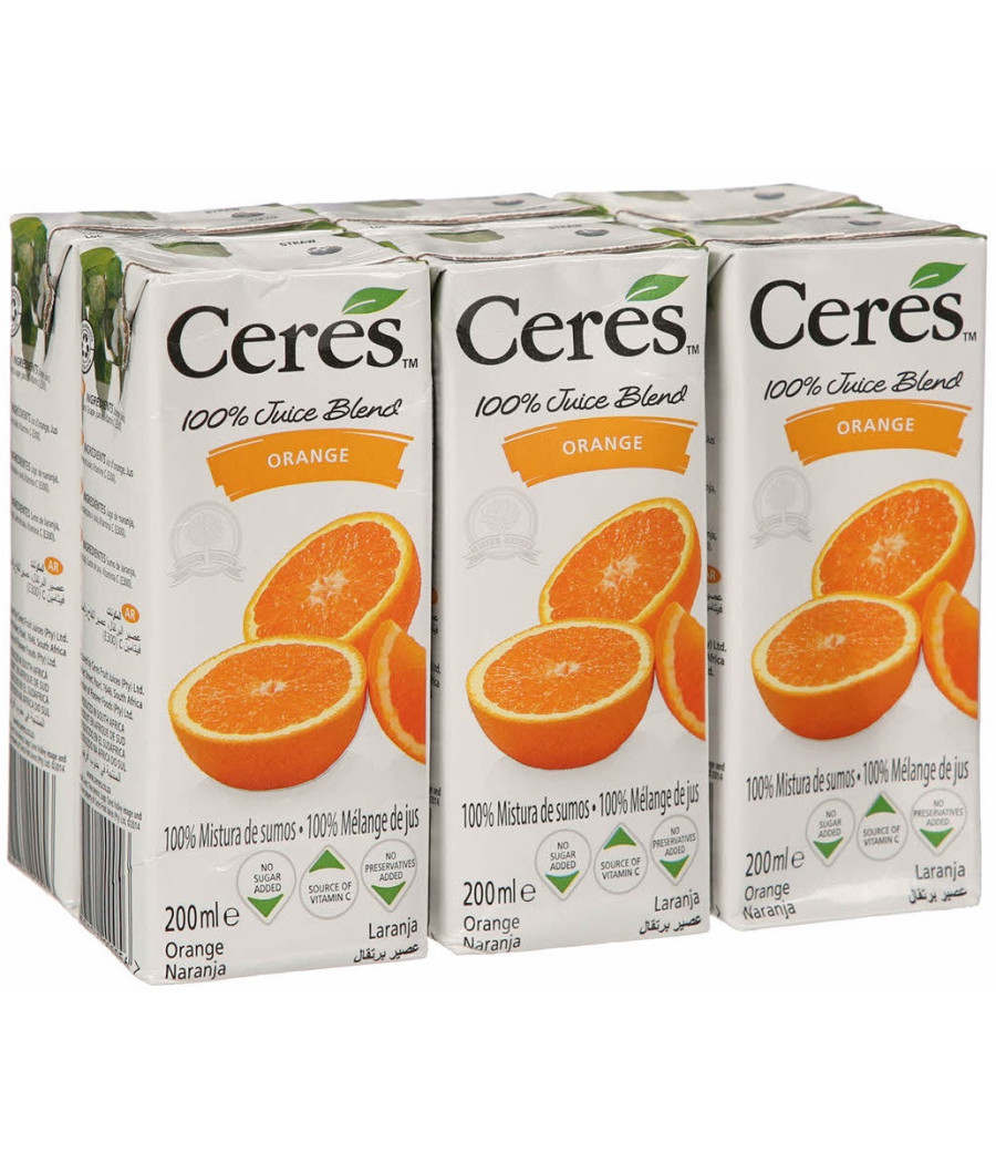 JUS DE FRUITS D'ORANGE CERES 6X 200ML