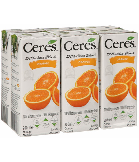 JUS DE FRUITS D'ORANGE CERES 6X 200ML