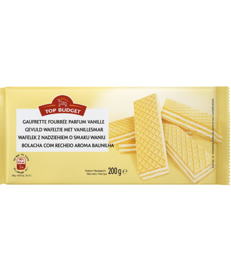 GAUFRETTE FOURREE PARFUM VANILLE TOP BUDGET 200G
