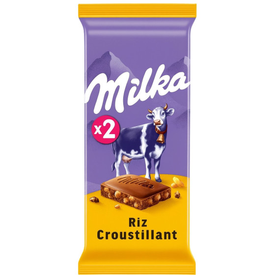 TABLETTE DE CHOCOLAT RIZ CROUSTILLANT MILKA 2X 100G