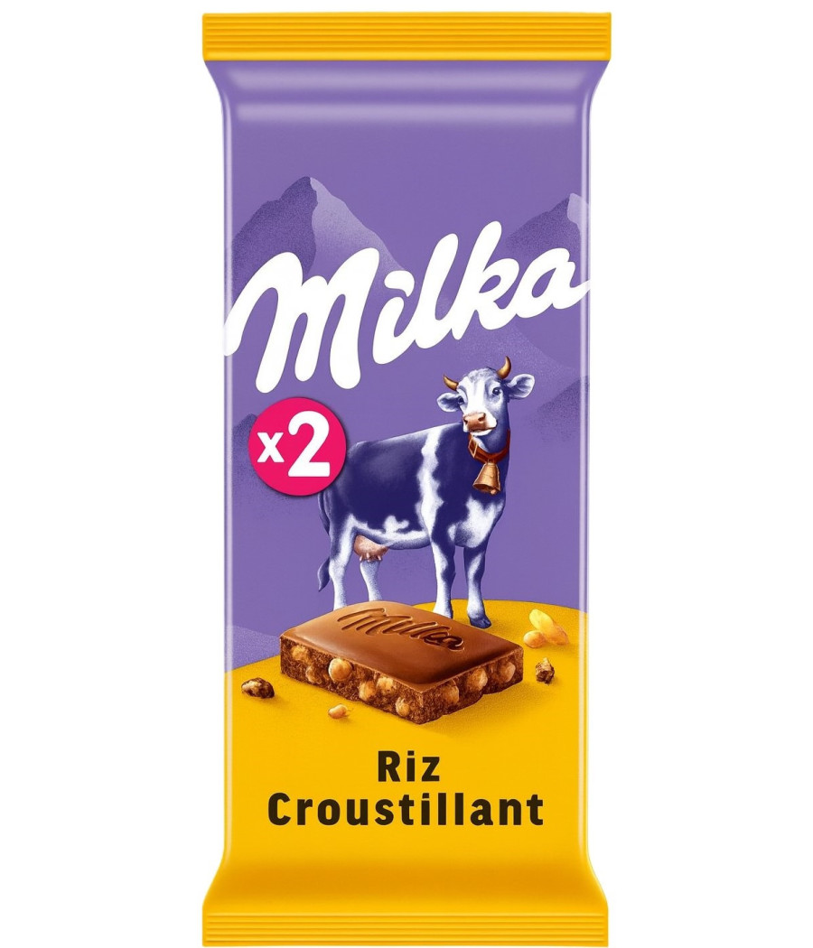 TABLETTE DE CHOCOLAT RIZ CROUSTILLANT MILKA 2X 100G