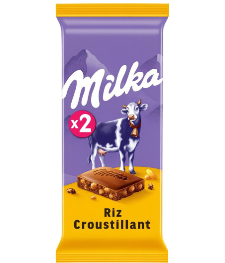 TABLETTE DE CHOCOLAT RIZ CROUSTILLANT MILKA 2X100G