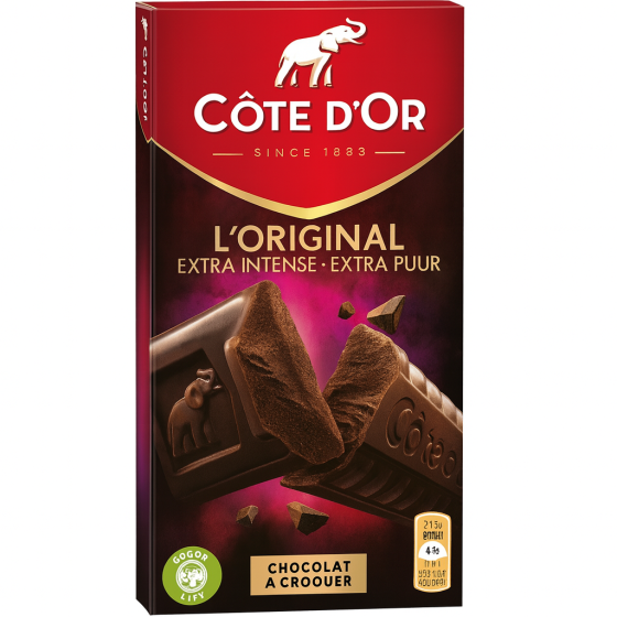 TABLETTE DE CHOCOLAT NOIR EXTRA INTENSE COTE D'OR  200G