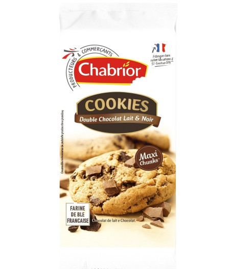 COOKIES DOUBLE CHOCOLAT LAIT & NOIR CHABRIOR 200G