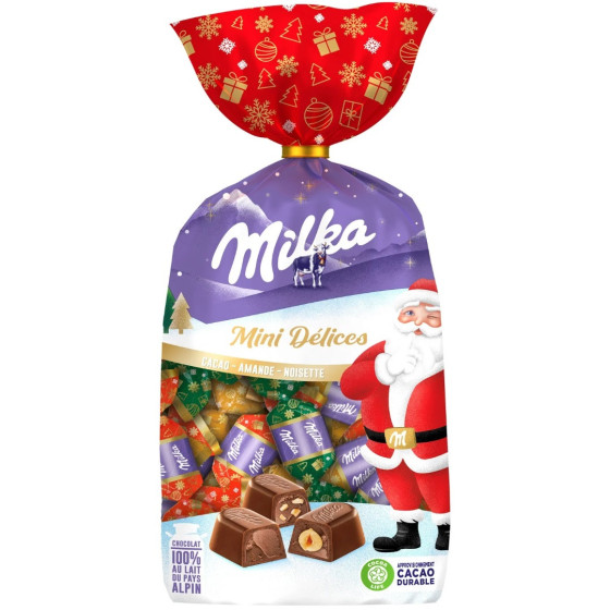 CHOCOLAT MILKA MINI DELICES ASSORTIMENT CACAO AMANDE NOISETTE
