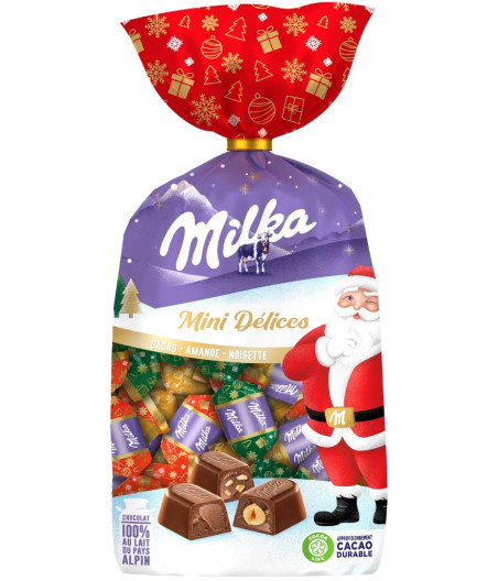 CHOCOLAT MILKA MINI DELICES ASSORTIMENT CACAO AMANDE NOISETTE