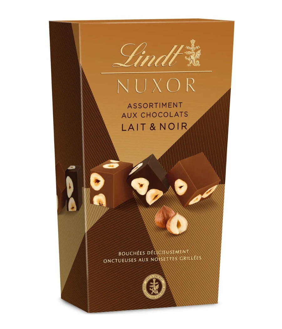 CHOCOLAT LINDT NUXOR ASSORTIMENT AUX CHOCOLATS LAIT ET NOIR 165G