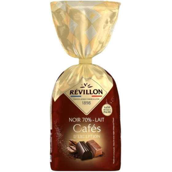 CHOCOLAT  REVILLON CAFE D'EXCEPTION NOIR 70% ET LAIT