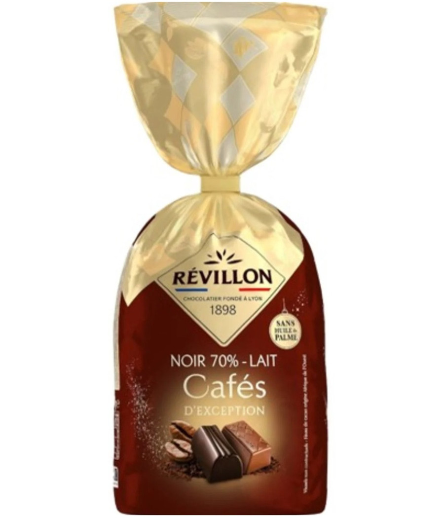 CHOCOLAT  REVILLON CAFE D'EXCEPTION NOIR 70% ET LAIT