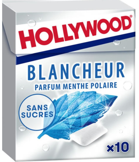 CHEWING-GUM BLANCHEUR PARFUM MENTHE POLAIRE HOLLYWOOD 14G