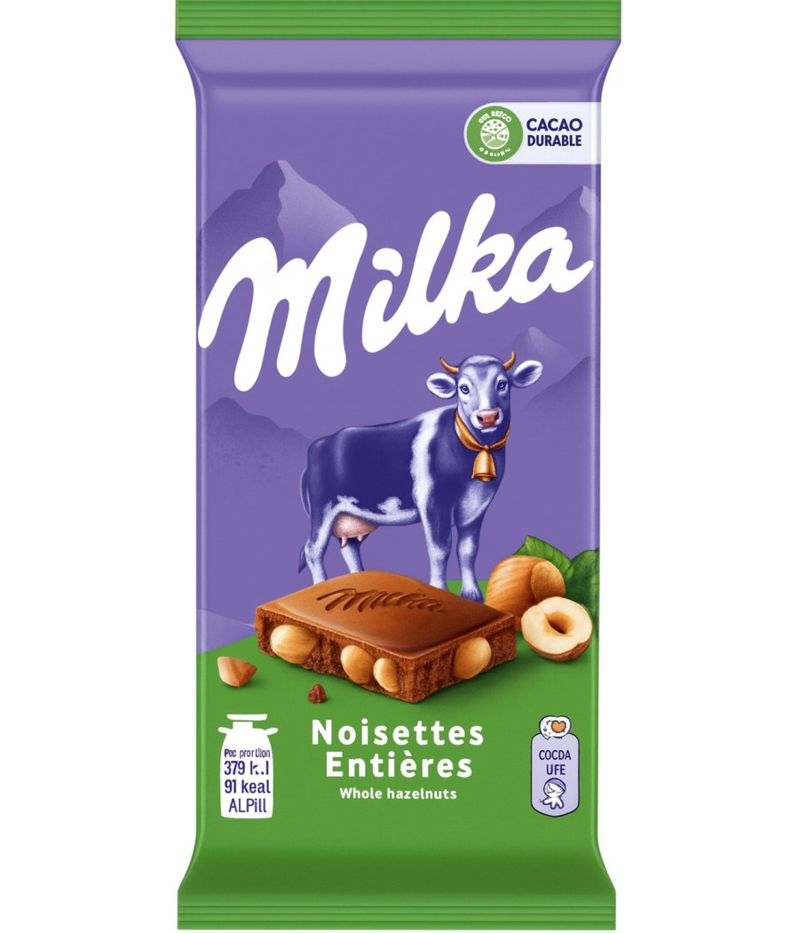 TABLETTE DE CHOCOLAT NOISETTE MILKA 100G