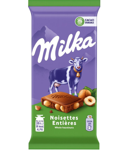 TABLETTE DE CHOCOLAT NOISETTE MILKA 100G