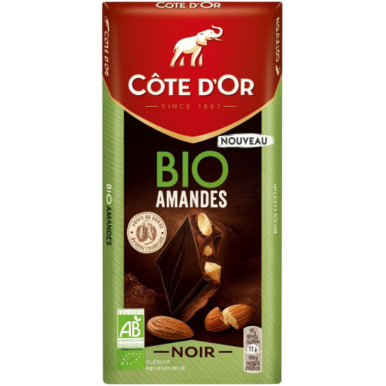 TABLETTE DE CHOCOLAT D'AMANDES NOIR BIO 150G