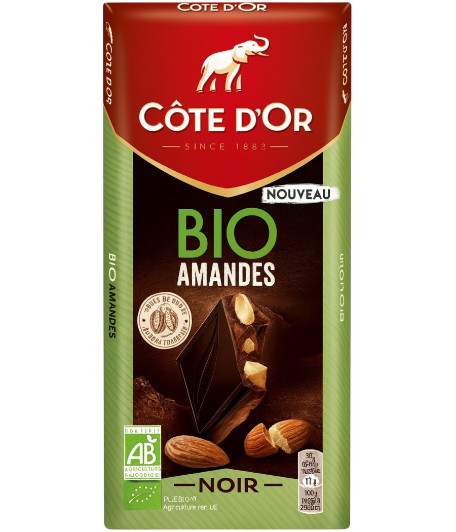 TABLETTE DE CHOCOLAT NOIR AMANDES BIO COTE D'OR 150G