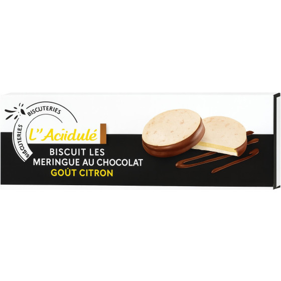 BISCUIT LES MERINGUE AU CHOCOLAT GOUT CITRON LES CREATIONS 100G
