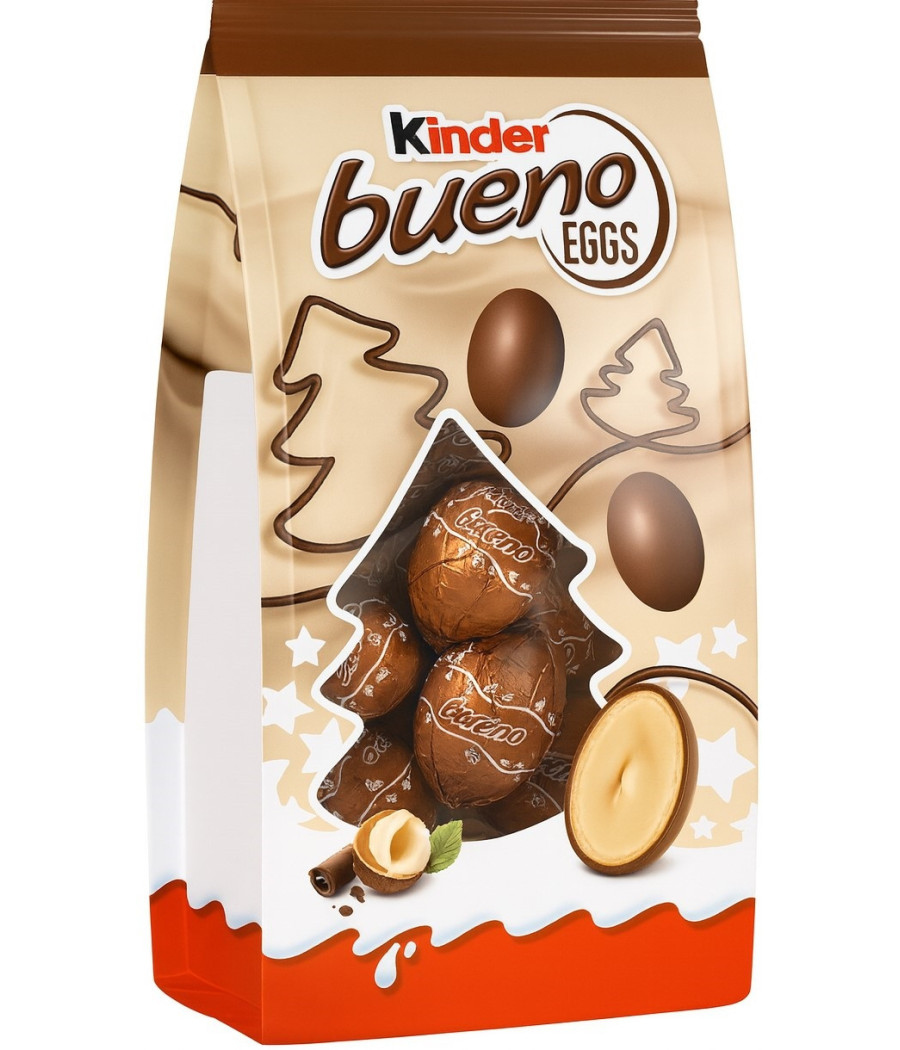ASSORTIMENT DE CHOCOLATS AU LAIT FOURRES LAIT ET NOISETTES KINDER BUENO EGGS 140G
